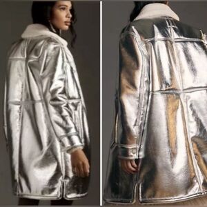 7 for All Mankind Silver Los Angeles Faux Shearling oversized coat size XS